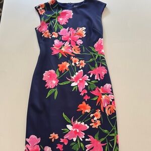 Vince Camuto Navy Dress with Pink Floral Design